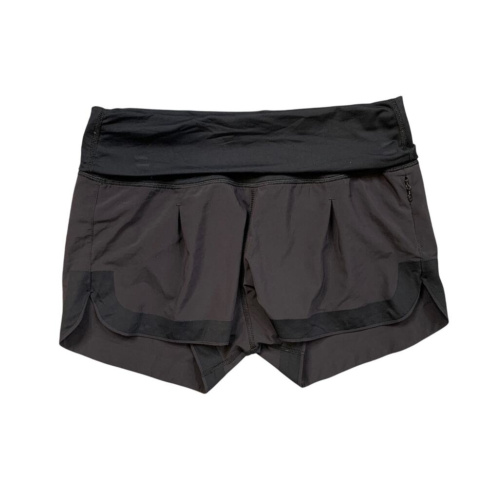 Lululemon Shorts Womens 4 Black Mesh Over Miles Run Overlapping Waistband Pocket